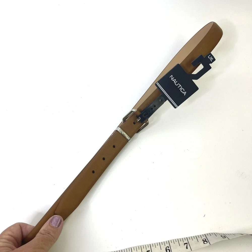 Nautica Belt Tan XL‎ Faux-Leather Brown Cognac New NB3251 Mens